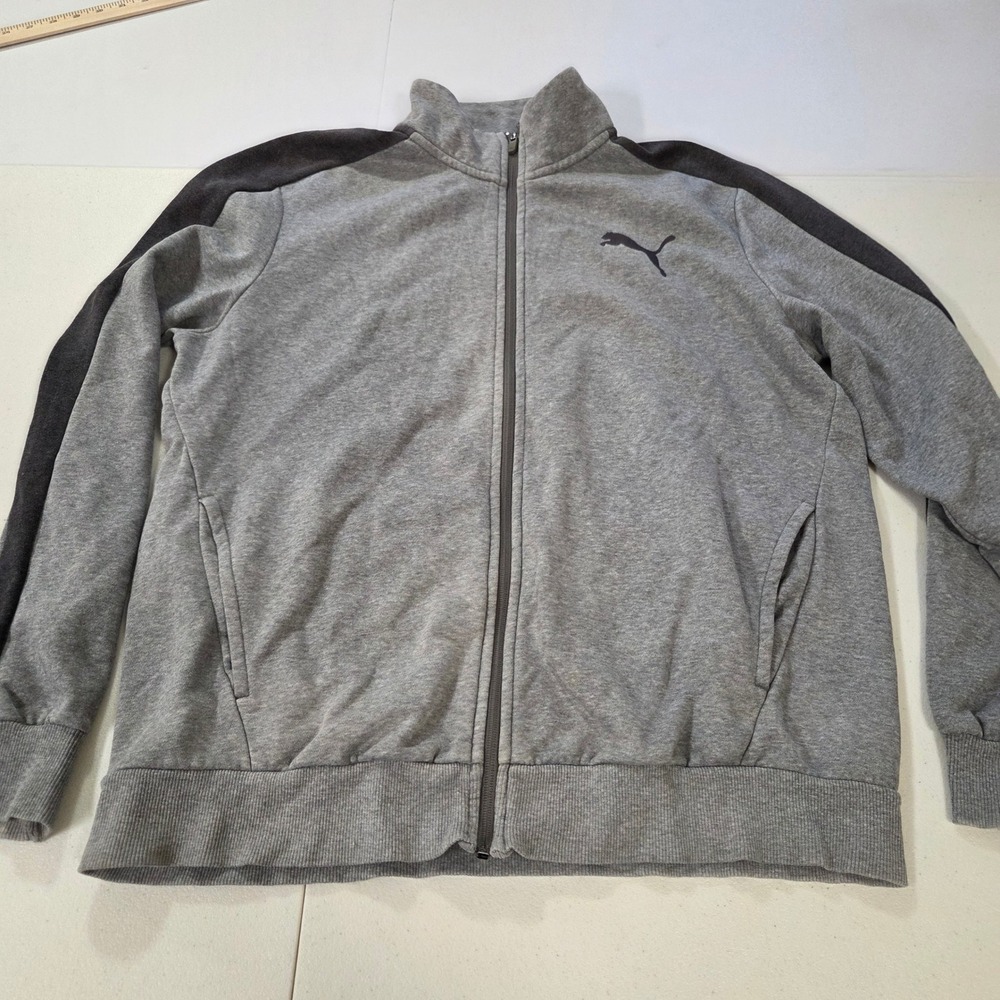 Puma Mens Gray Full Zip Track Jacket Mock Neck Activewear 851287-02 Size L